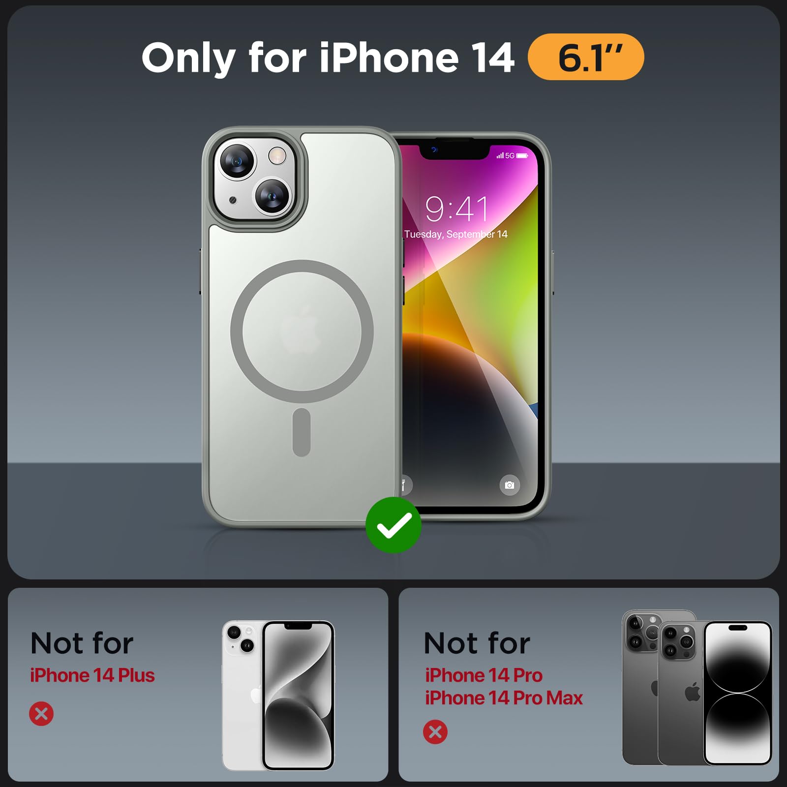 Foto 3 pulgar | Funda Para Teléfono Miracase Magnetic Series Para Iphone 14, Color Gris - Venta Internacional.