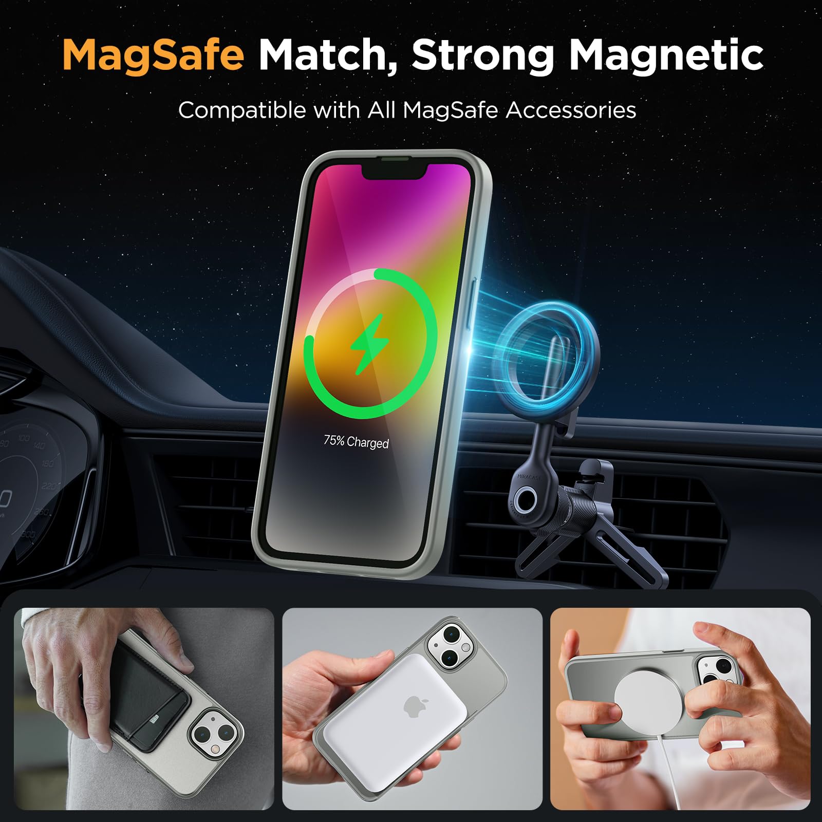 Foto 4 pulgar | Funda Para Teléfono Miracase Magnetic Series Para Iphone 14, Color Gris - Venta Internacional.