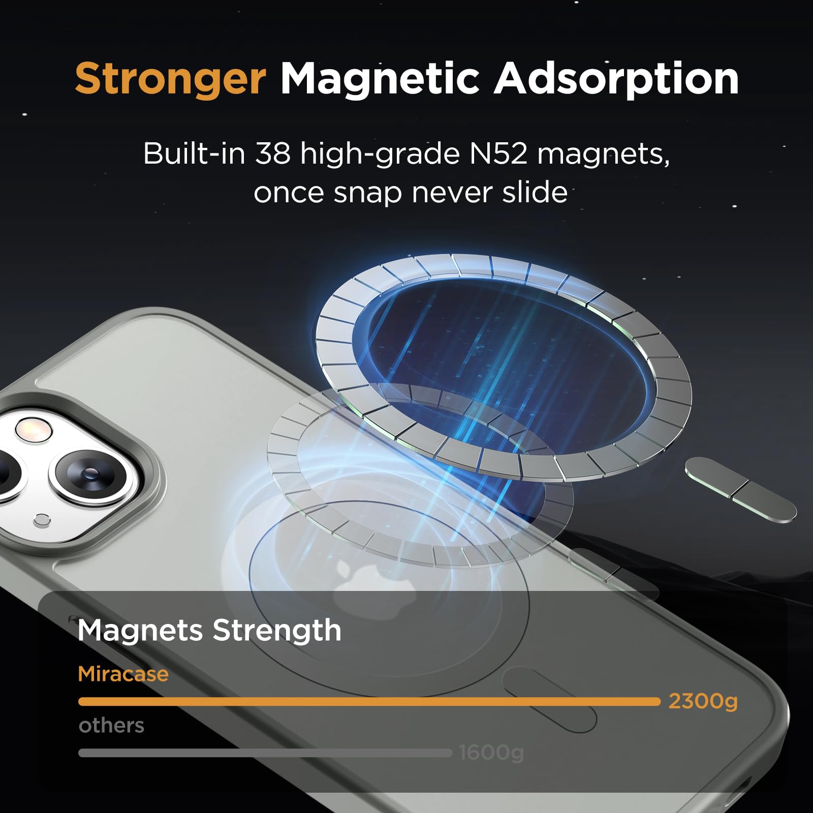 Foto 5 pulgar | Funda Para Teléfono Miracase Magnetic Series Para Iphone 14, Color Gris - Venta Internacional.