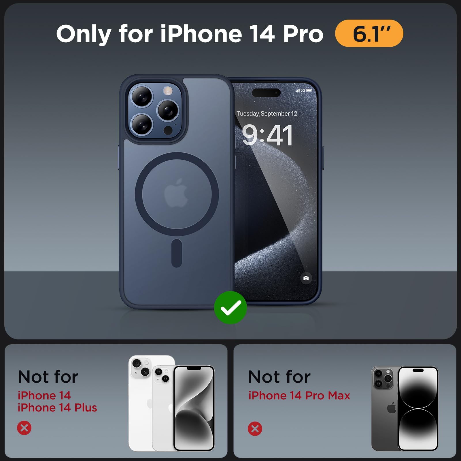 Foto 3 pulgar | Funda Para Teléfono Miracase Magnetic Series Para Iphone 14 Pro, Color Azul Oscuro - Venta Internacional.