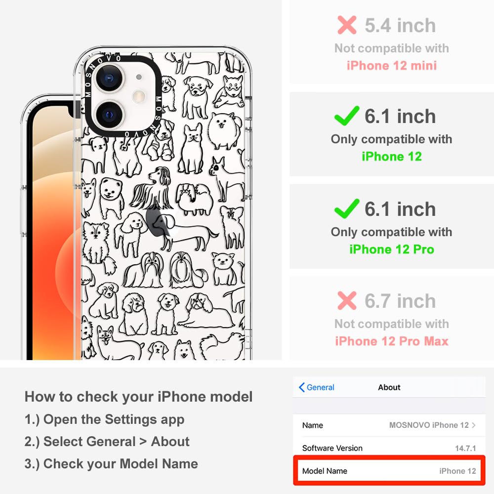 Foto 3 pulgar | Funda De Teléfono Mosnovo Para Iphone 12 Y Iphone 12 Pro Doodle Dog - Venta Internacional.