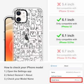 Foto 2 | Funda De Teléfono Mosnovo Para Iphone 12 Y Iphone 12 Pro Doodle Dog - Venta Internacional.