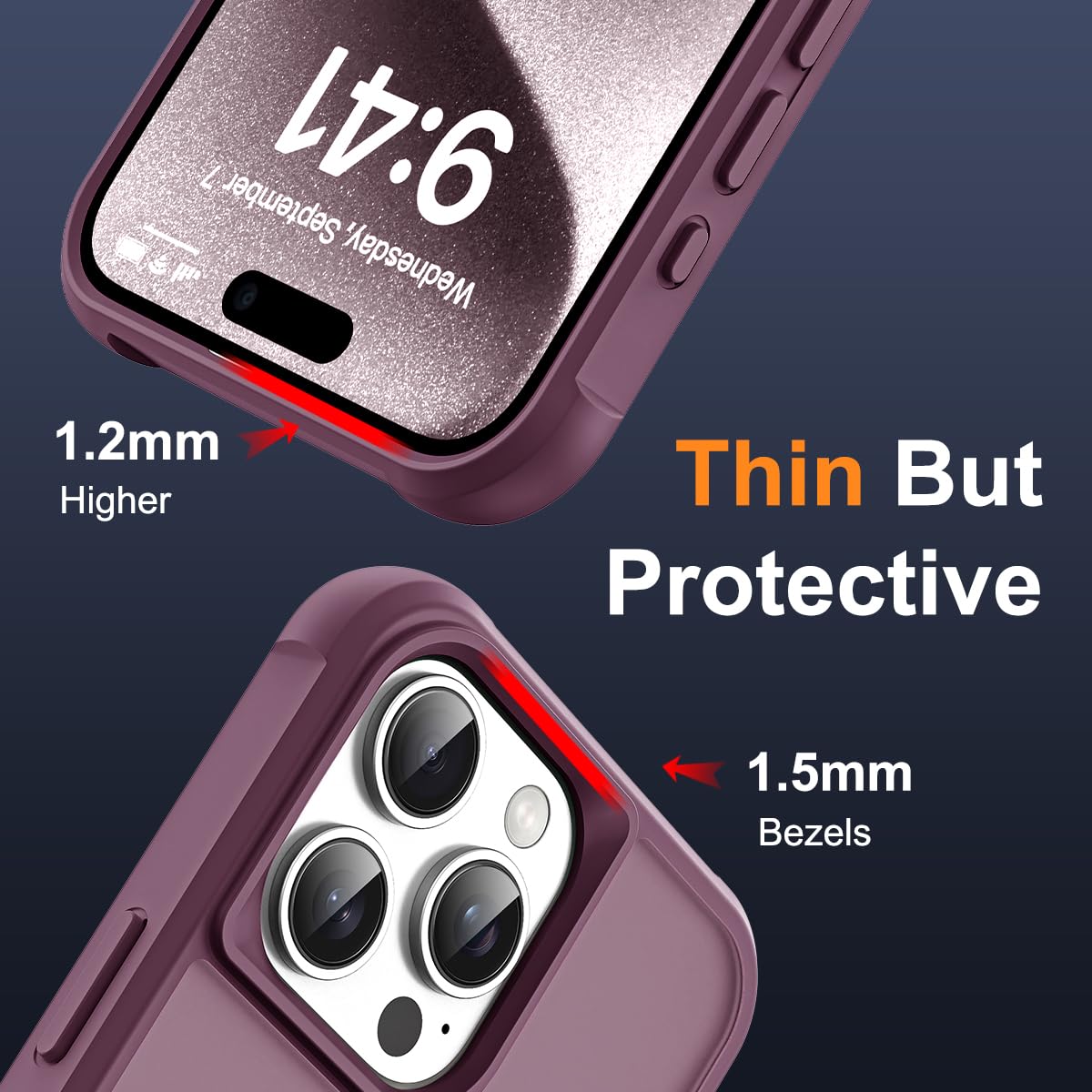 Foto 7 pulgar | Funda De Teléfono Sky-lmw Compatible Con Iphone 15 Pro, Color Rojo Vino - Venta Internacional.