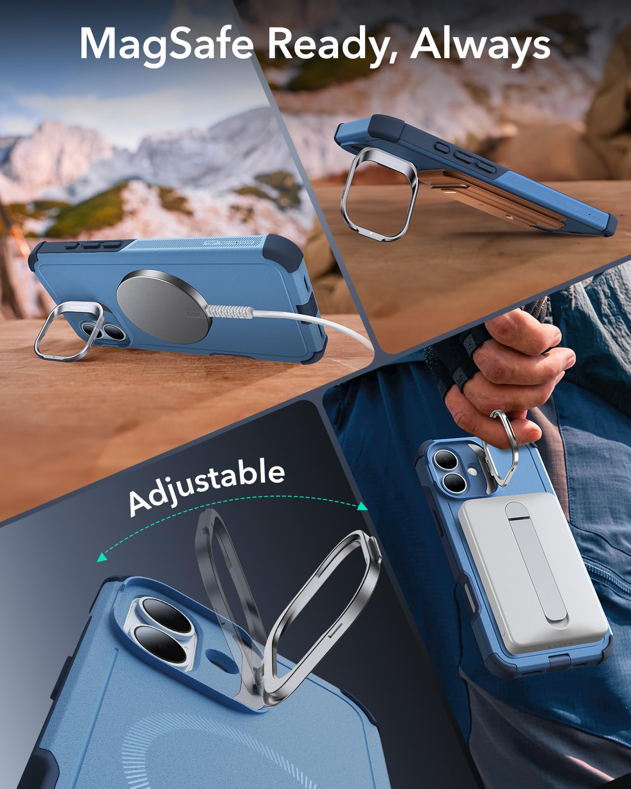 Foto 8 pulgar | Funda De Teléfono Esr Para Iphone 16 Con Soporte De 23 M, Protección Contra Caídas, Azul Claro - Venta Internacional.