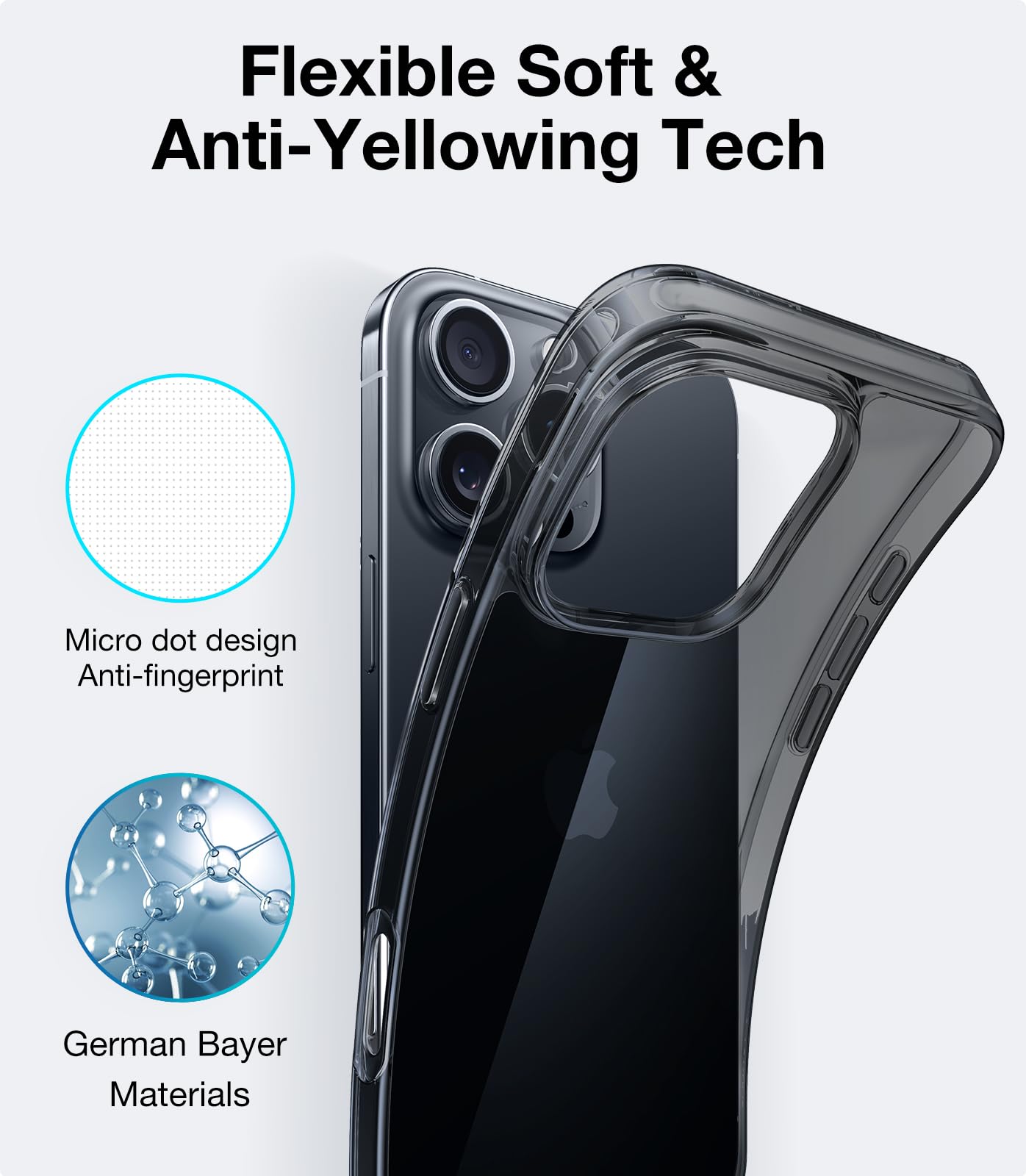 Foto 5 pulgar | Funda Torras Crystal Clear Para Iphone 16 Pro Negra - Venta Internacional.