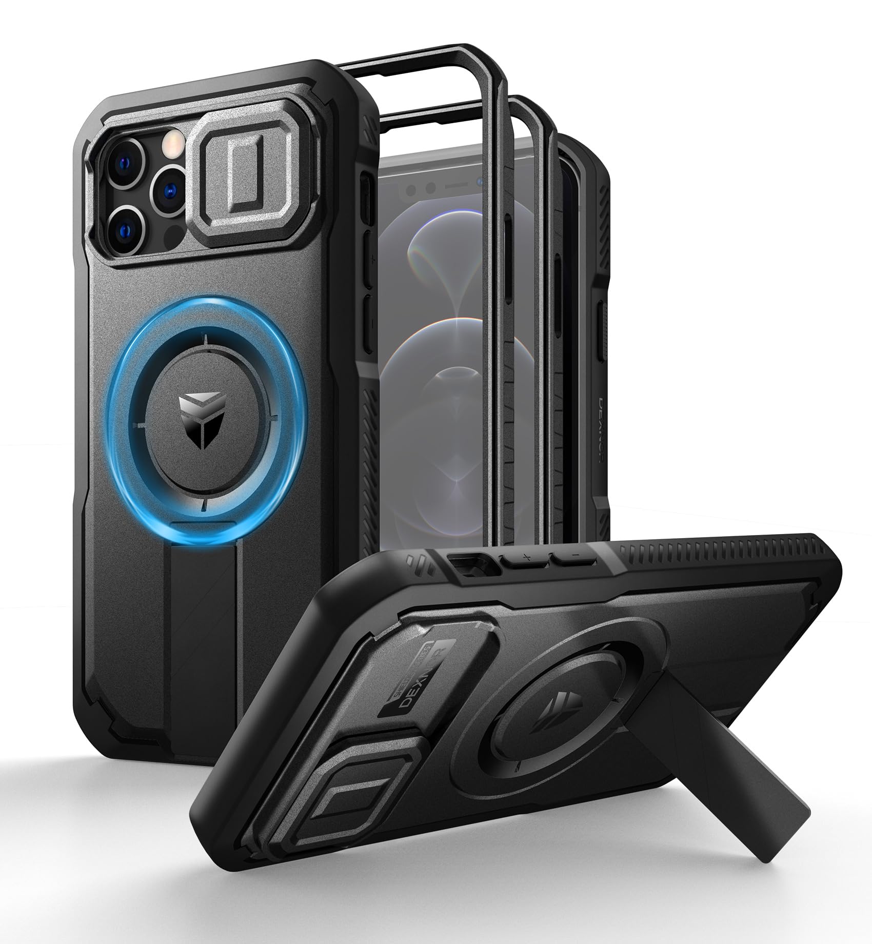 Foto 2 pulgar | Funda Dexnor Para Iphone 12 Y Iphone 12 Pro Con Soporte, Color Negro - Venta Internacional.