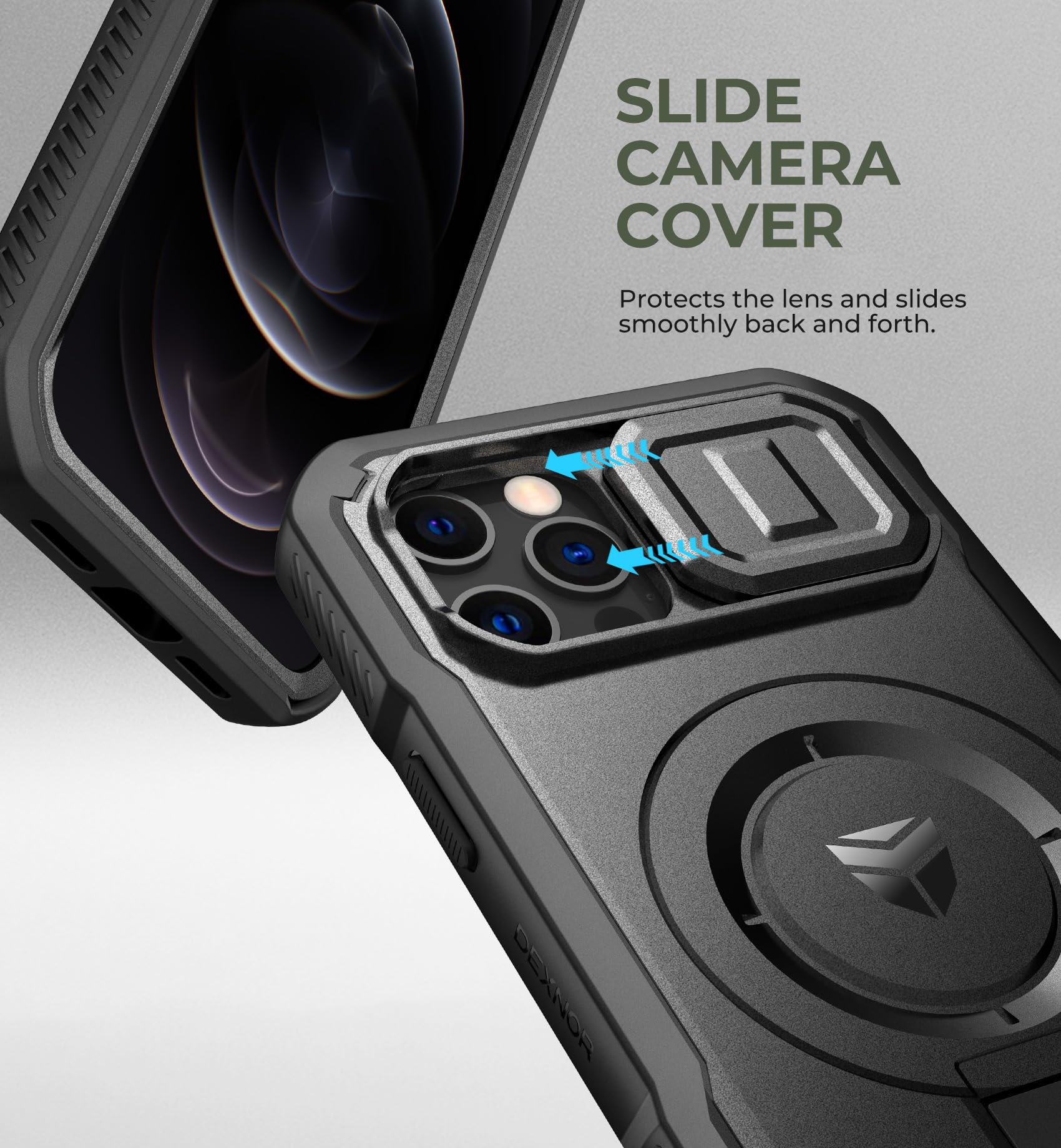 Foto 5 | Funda Dexnor Para Iphone 12 Y Iphone 12 Pro Con Soporte, Color Negro - Venta Internacional.