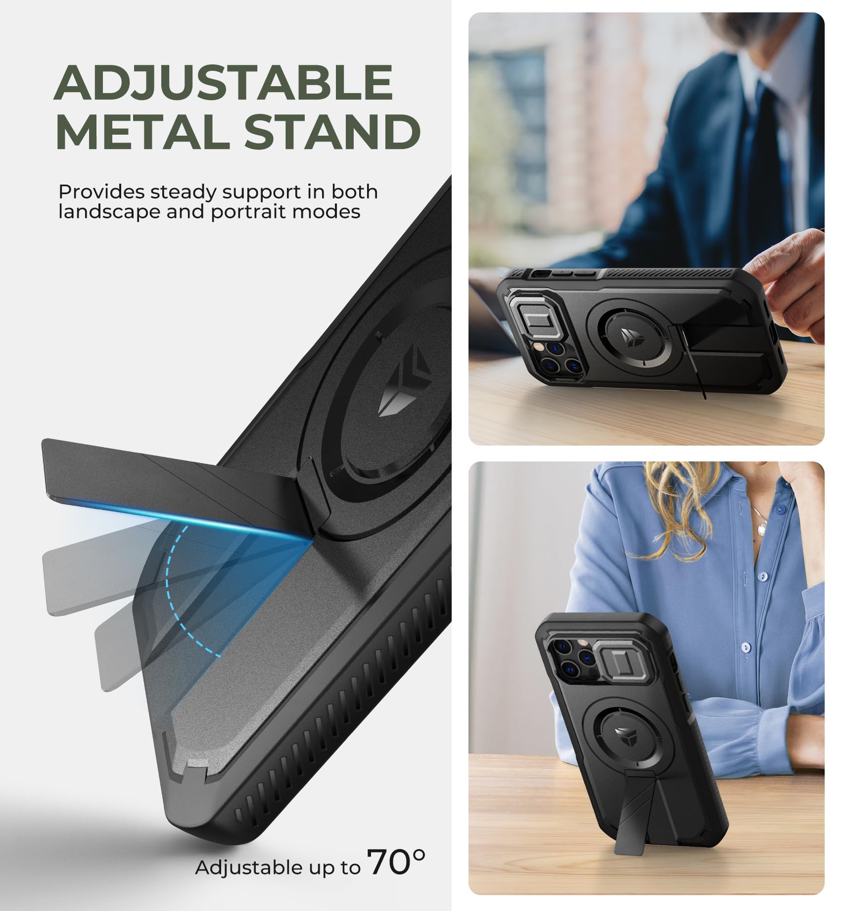 Foto 7 pulgar | Funda Dexnor Para Iphone 12 Y Iphone 12 Pro Con Soporte, Color Negro - Venta Internacional.