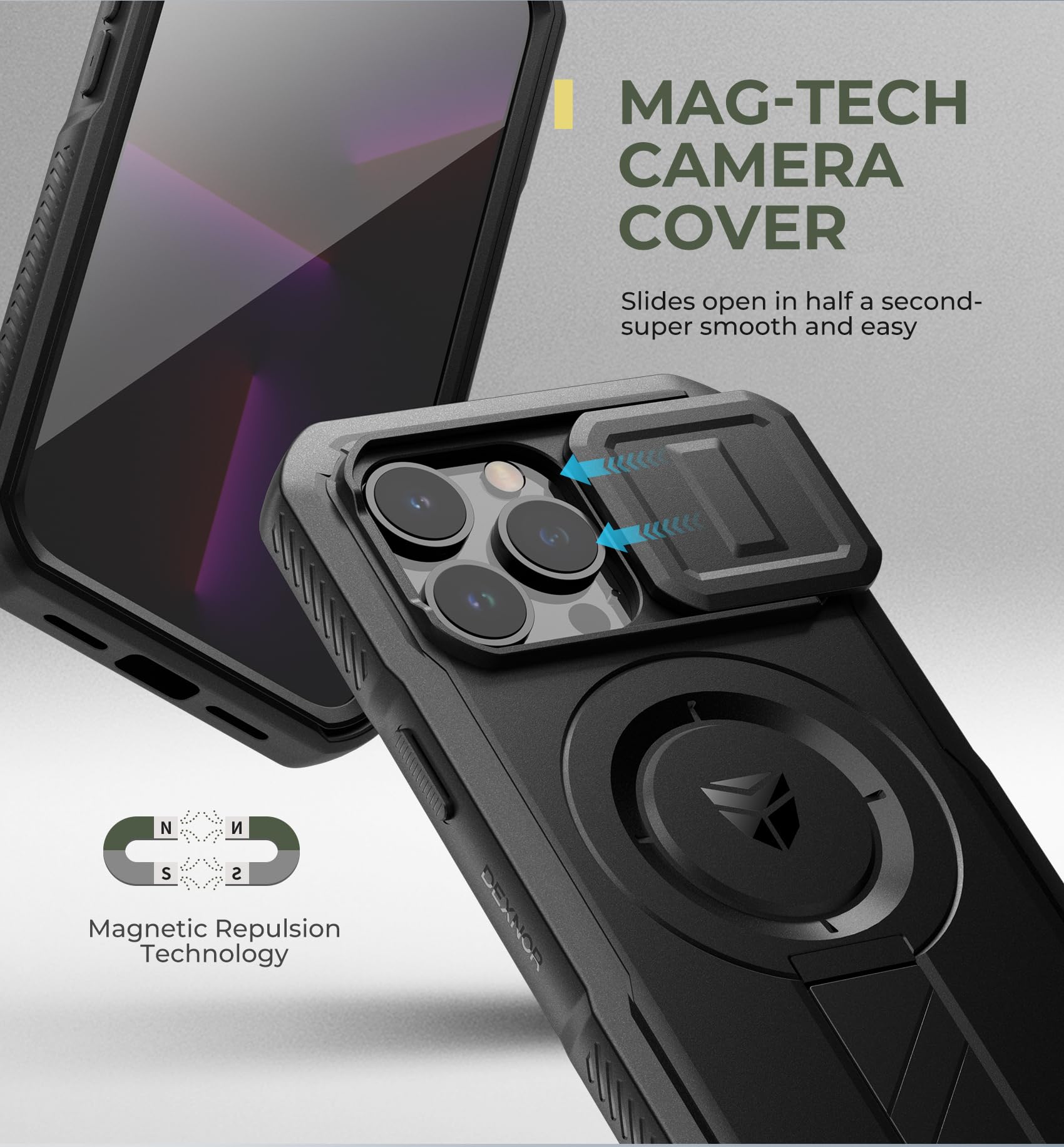 Foto 5 pulgar | Funda Dexnor Para Iphone 13 Pro Con Cámara Deslizante Negra - Venta Internacional.