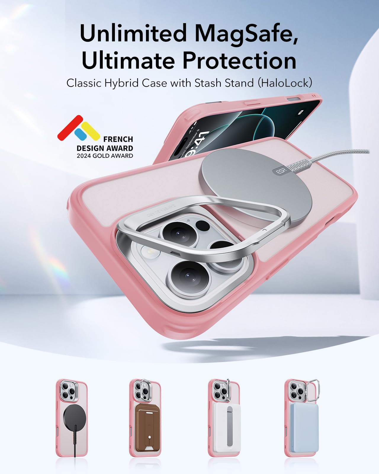 Foto 4 | Funda De Teléfono Esr Para Iphone 16 Pro Max Con Magsafe Frosted Pink - Venta Internacional.