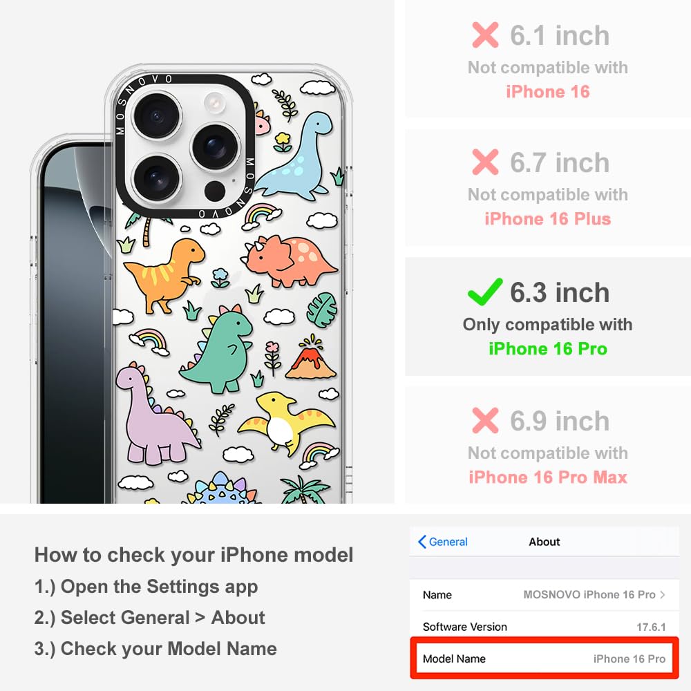 Foto 3 pulgar | Funda De Teléfono Mosnovo Para Iphone 16 Pro Dinosaur Land Design - Venta Internacional.