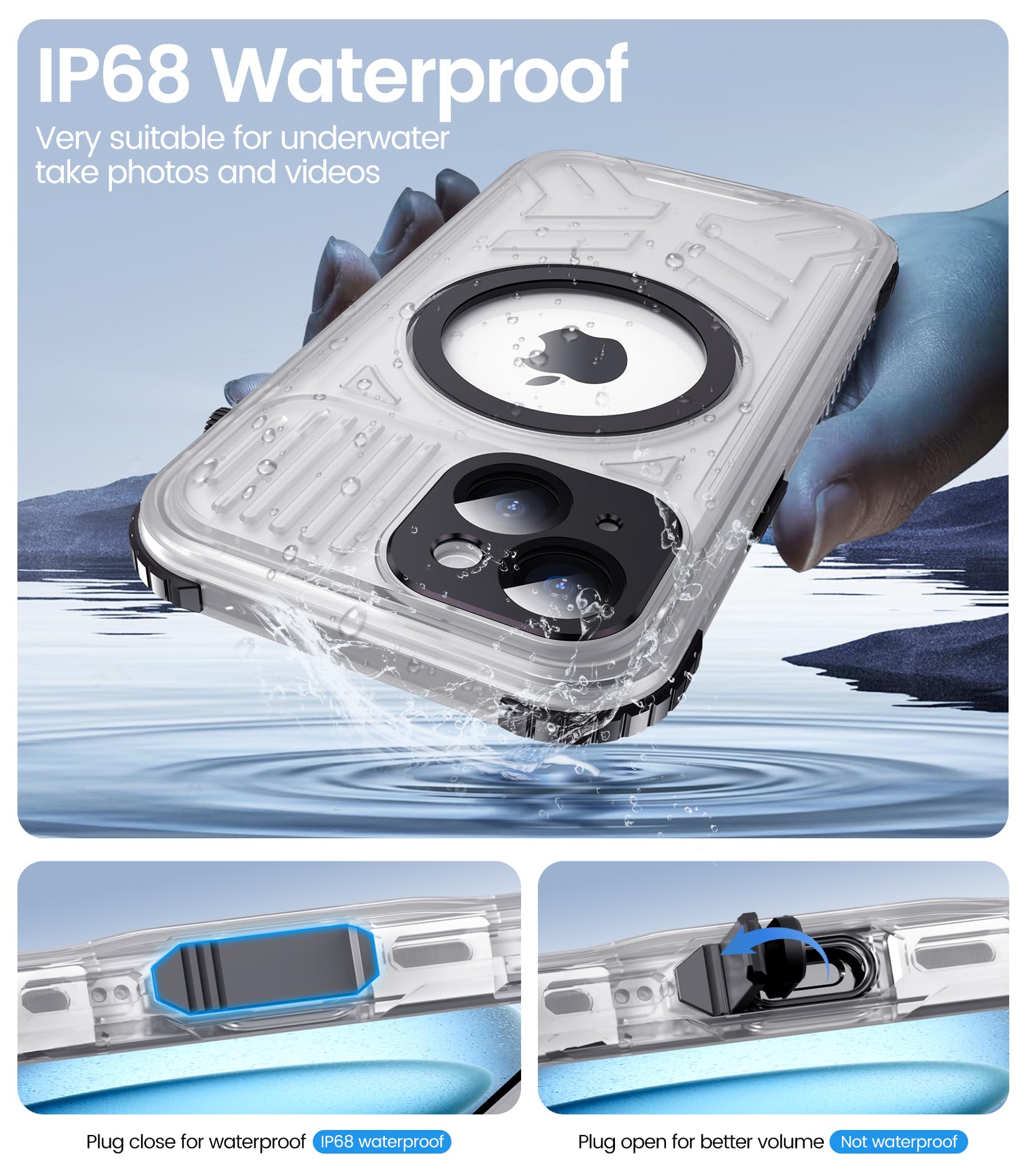 Foto 4 | Funda De Teléfono Temdan Magnética Impermeable Para Iphone 15 De 6.1 Pulgadas - Venta Internacional.