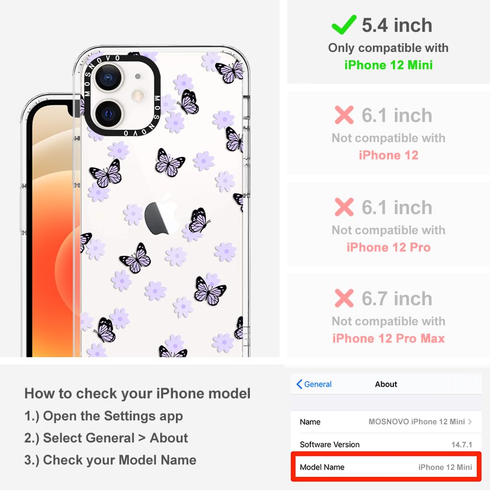 Foto 3 pulgar | Funda De Teléfono Mosnovo Para Iphone 12 Mini Lilac Butterfly - Venta Internacional.
