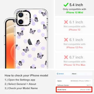 Foto 2 | Funda De Teléfono Mosnovo Para Iphone 12 Mini Lilac Butterfly - Venta Internacional.