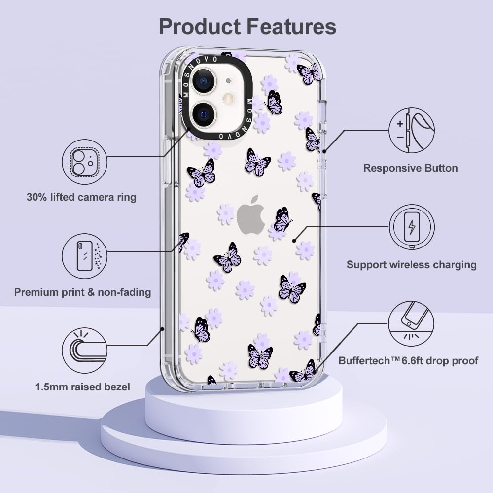 Foto 7 pulgar | Funda De Teléfono Mosnovo Para Iphone 12 Mini Lilac Butterfly - Venta Internacional.