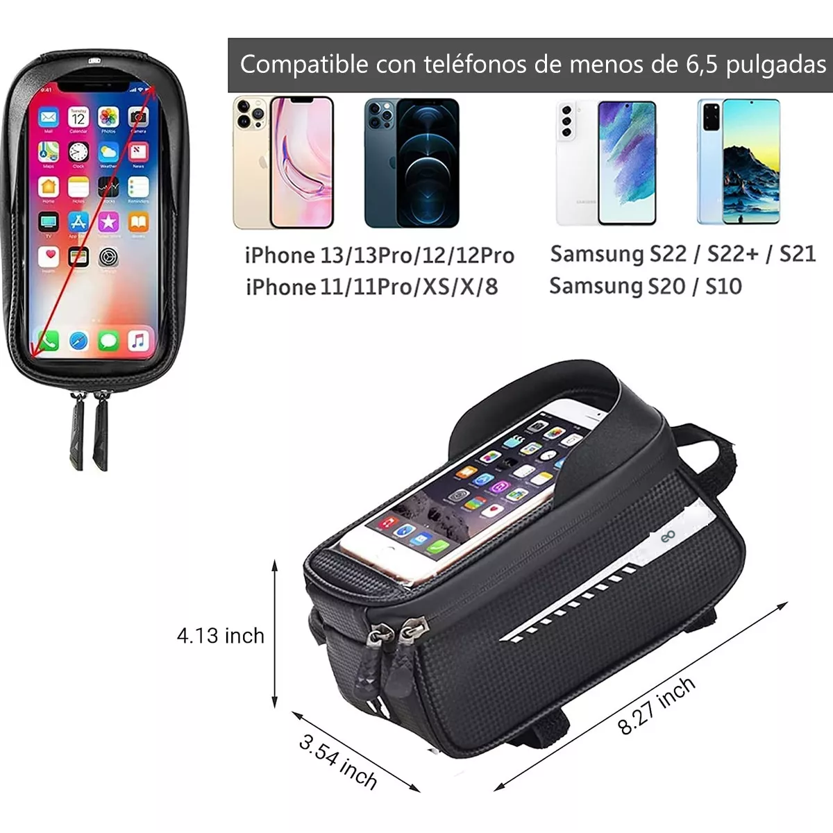 Foto 4 pulgar | Bolsa De Bicicleta Impermeable Para Porta Celular Bicicleta Eo Safe Imports Esi-15704-1 Negro