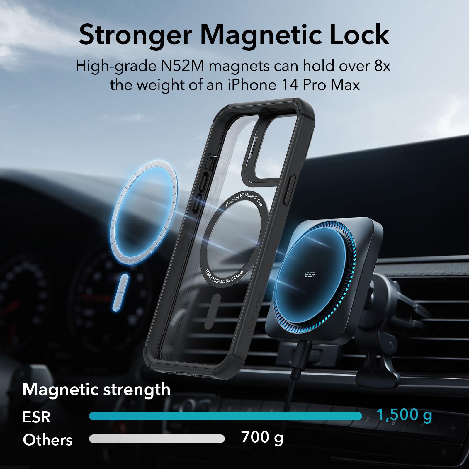 Foto 6 | Funda Magnética Esr Para Iphone 13 Pro Max Con Soporte Negro - Venta Internacional.