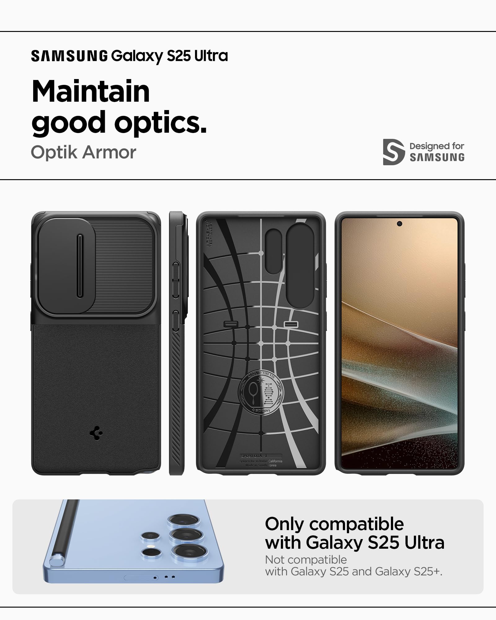 Foto 3 pulgar | Funda Spigen Optik Armor Para Samsung Galaxy S25 Ultra - Venta Internacional.