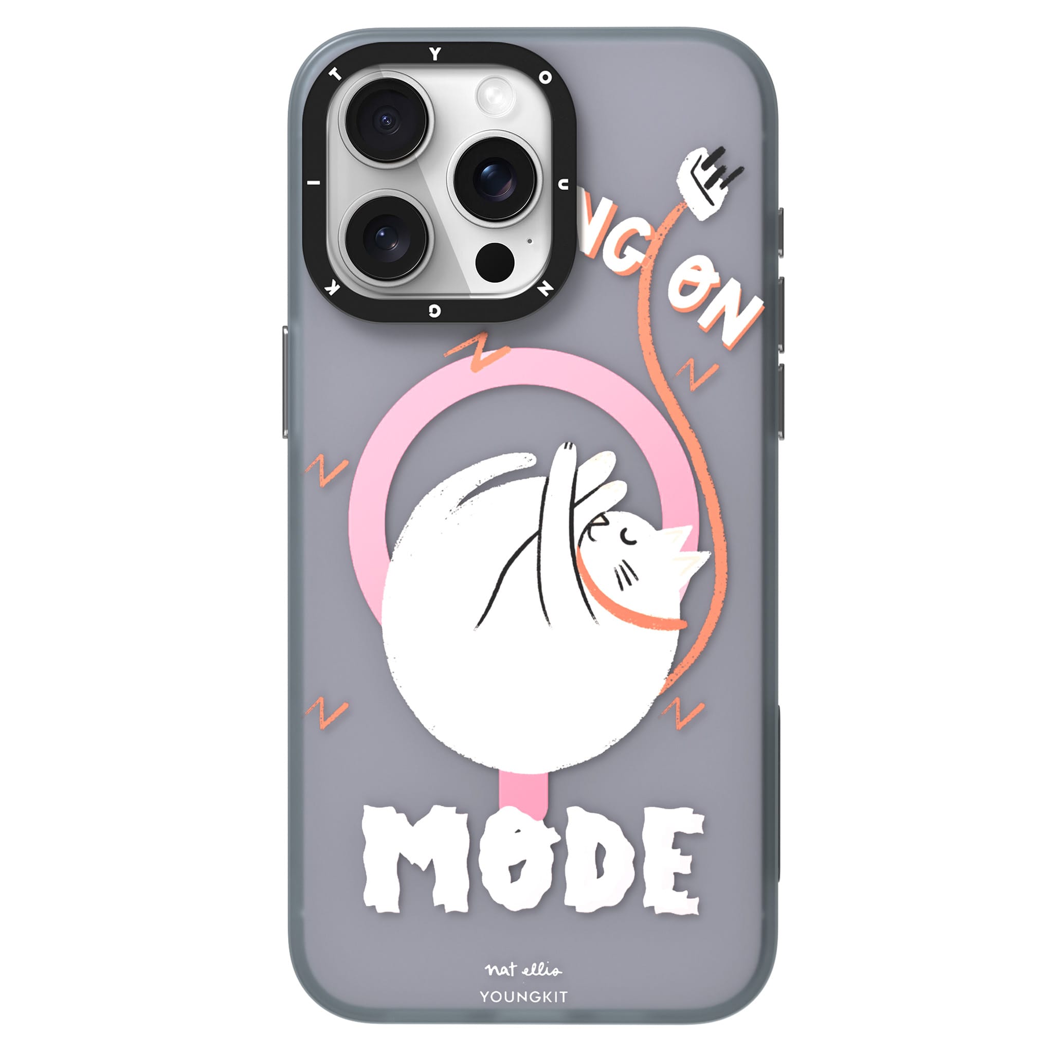 Foto 5 pulgar | Case Magnetico Youngkit Kitty Days By Nat Ellis 15 Pro Max Gris