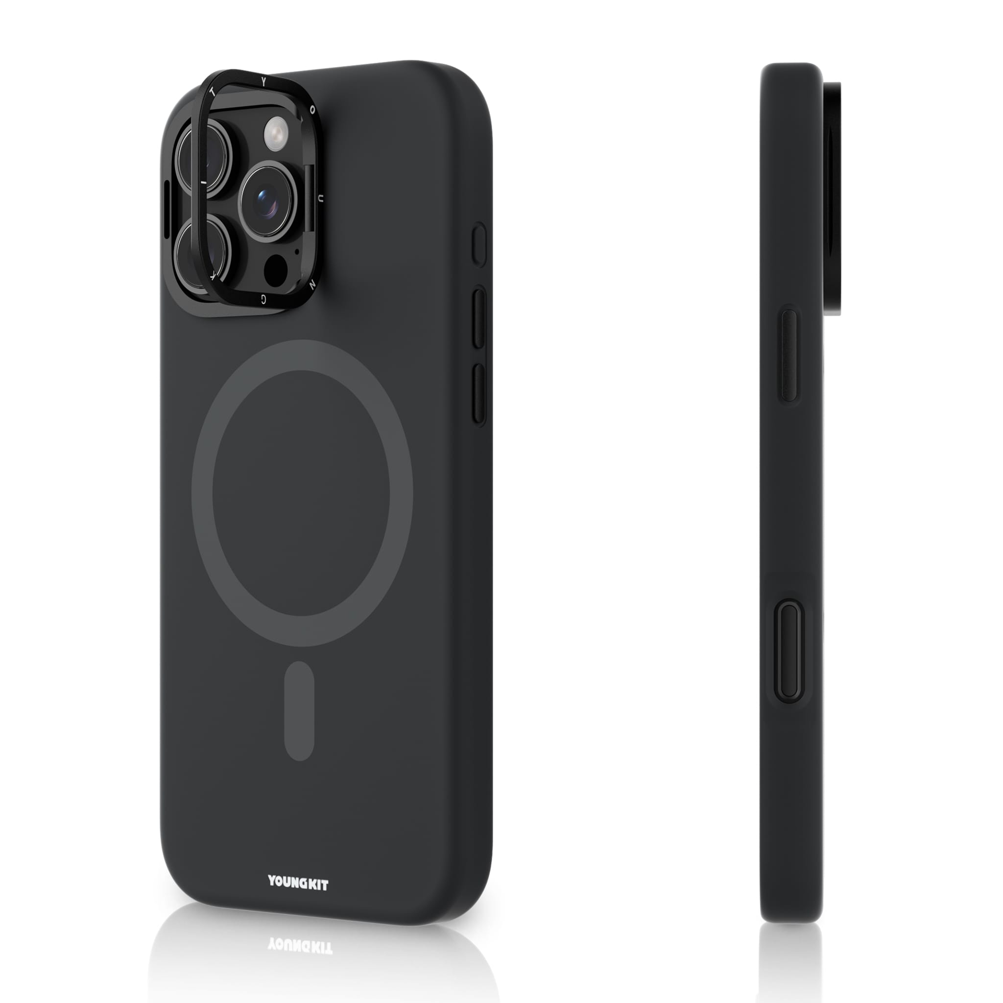 Funda Youngkit Bitty Cream Series Con Soporte Para Iphone 15pro Max Negra