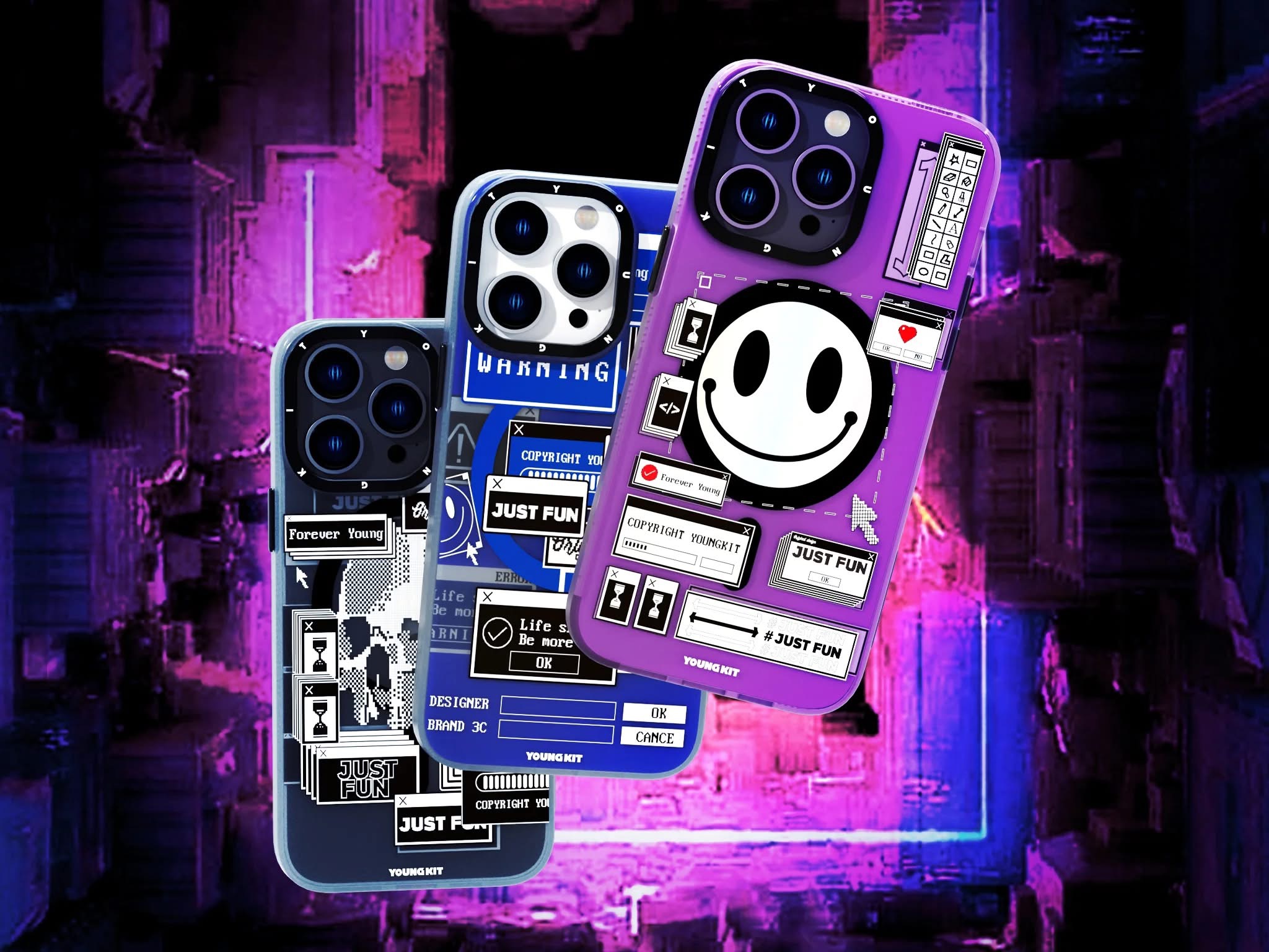 Foto 5 pulgar | Funda Magnética Youngkit Trojan Collage Iphone Azul