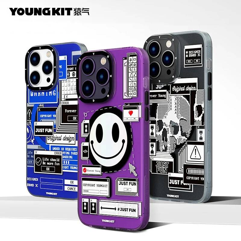 Foto 8 pulgar | Funda Magnética Youngkit Trojan Collage Iphone Azul