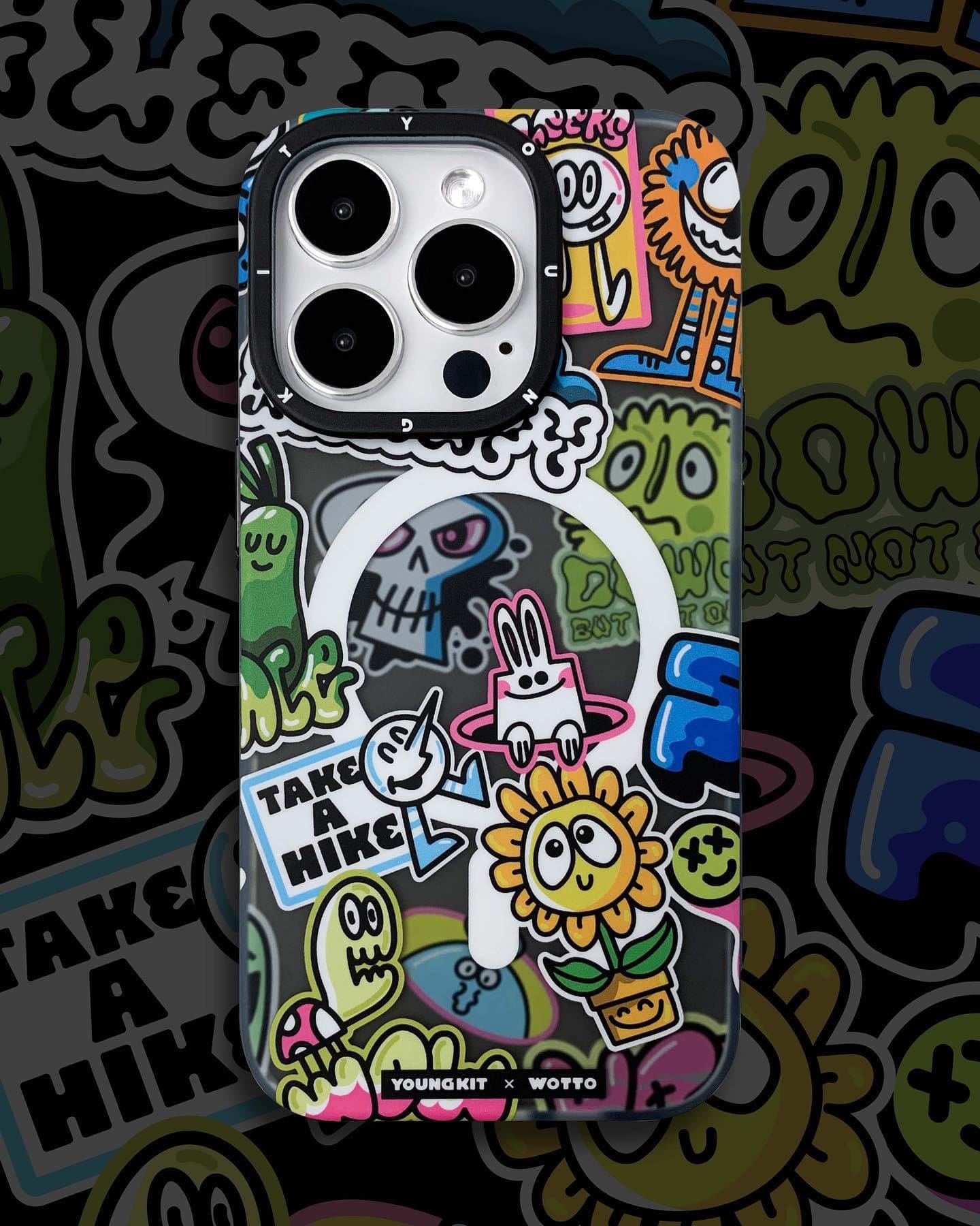 Foto 4 pulgar | Funda Magnética Youngkit Sunflower Collage Iphone 14 Pro Max Negra