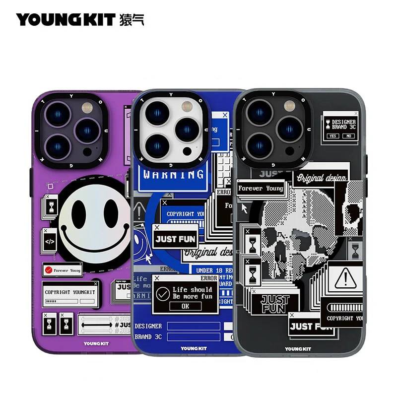 Foto 4 pulgar | Funda Magnética Youngkit Collage Skull Iphone 13 Pro Max Negra