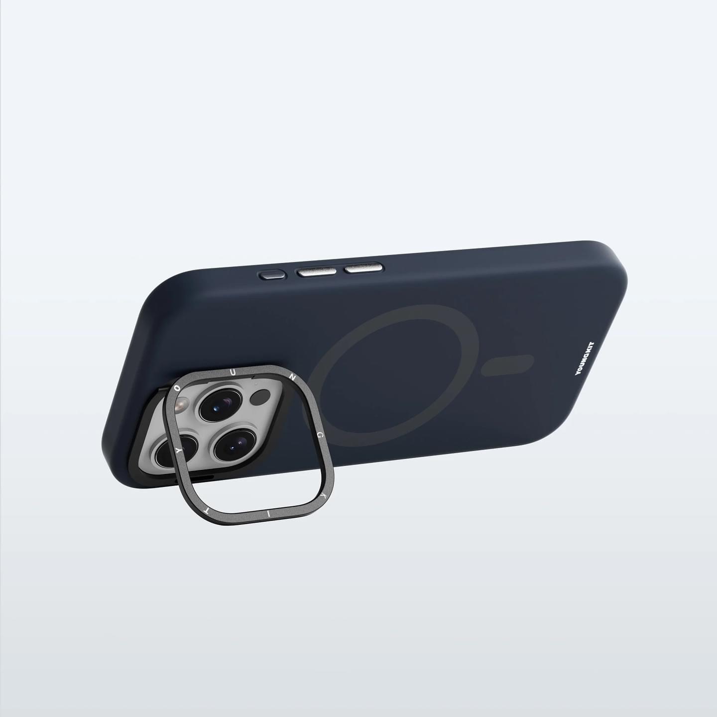 Foto 2 pulgar | Case Youngkit Bitty Cream Series Con Soporte Para Iphone 16 Pro Azul