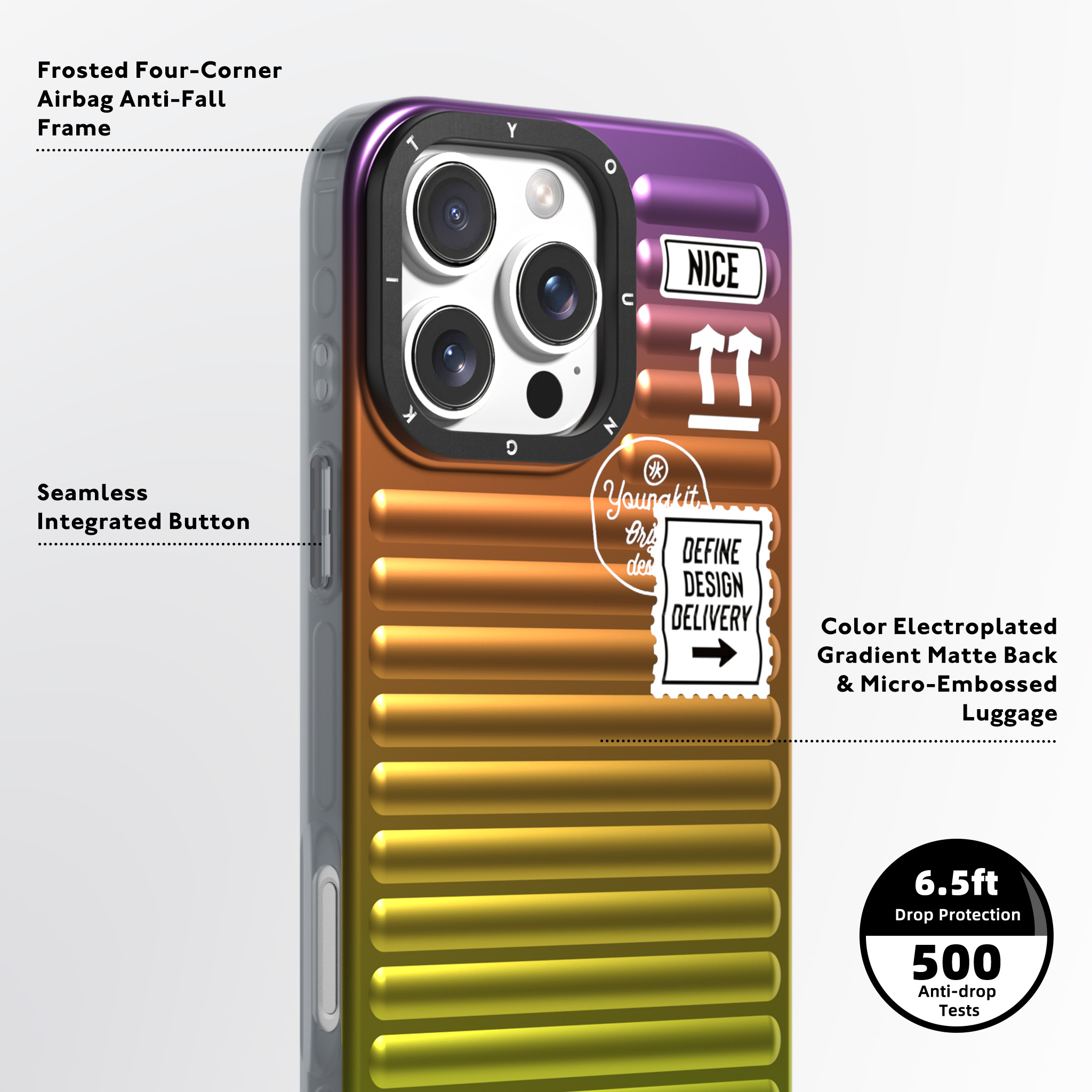 Foto 4 | Funda Youngkit Secret & Full Color Iphone Ip 16 Pro Naranja