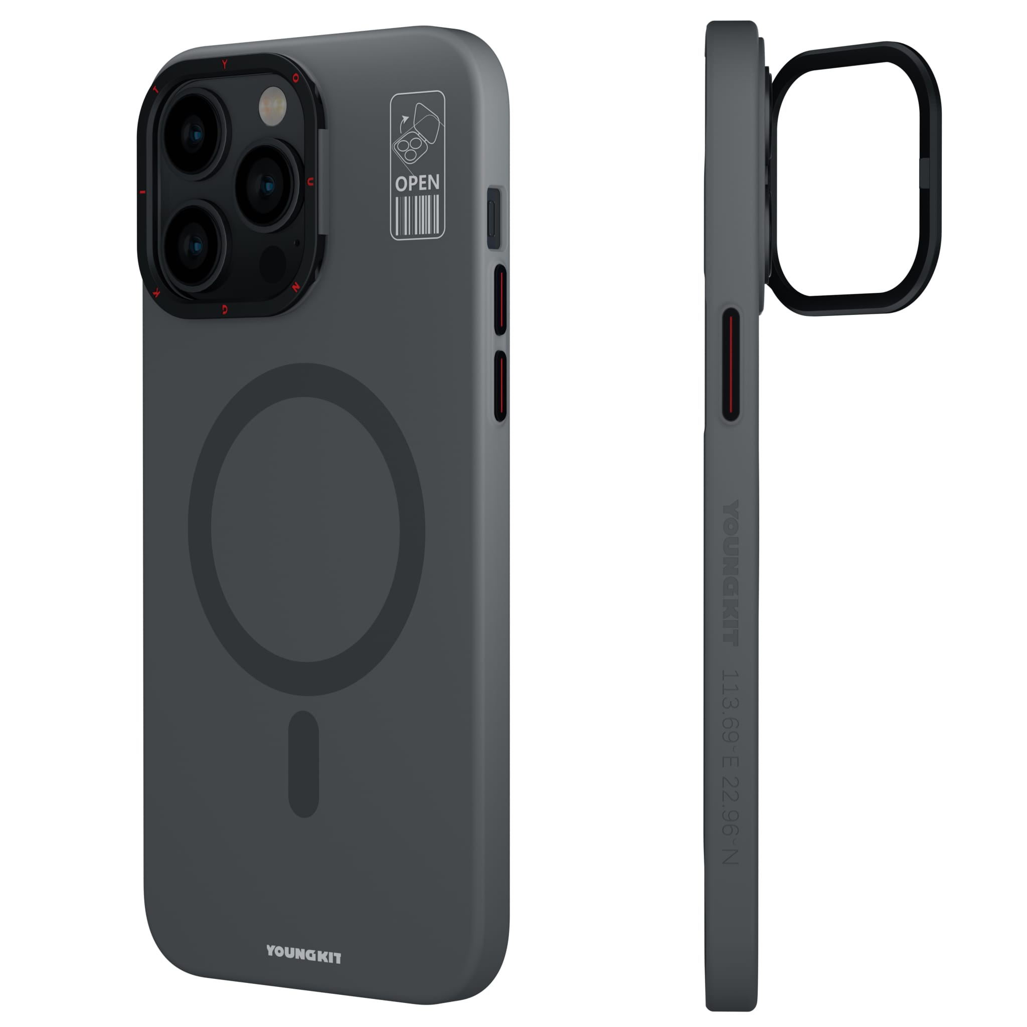 Foto 2 pulgar | Funda Youngkit Quickstand Magsafe Iphone 15 Pro Max Gris