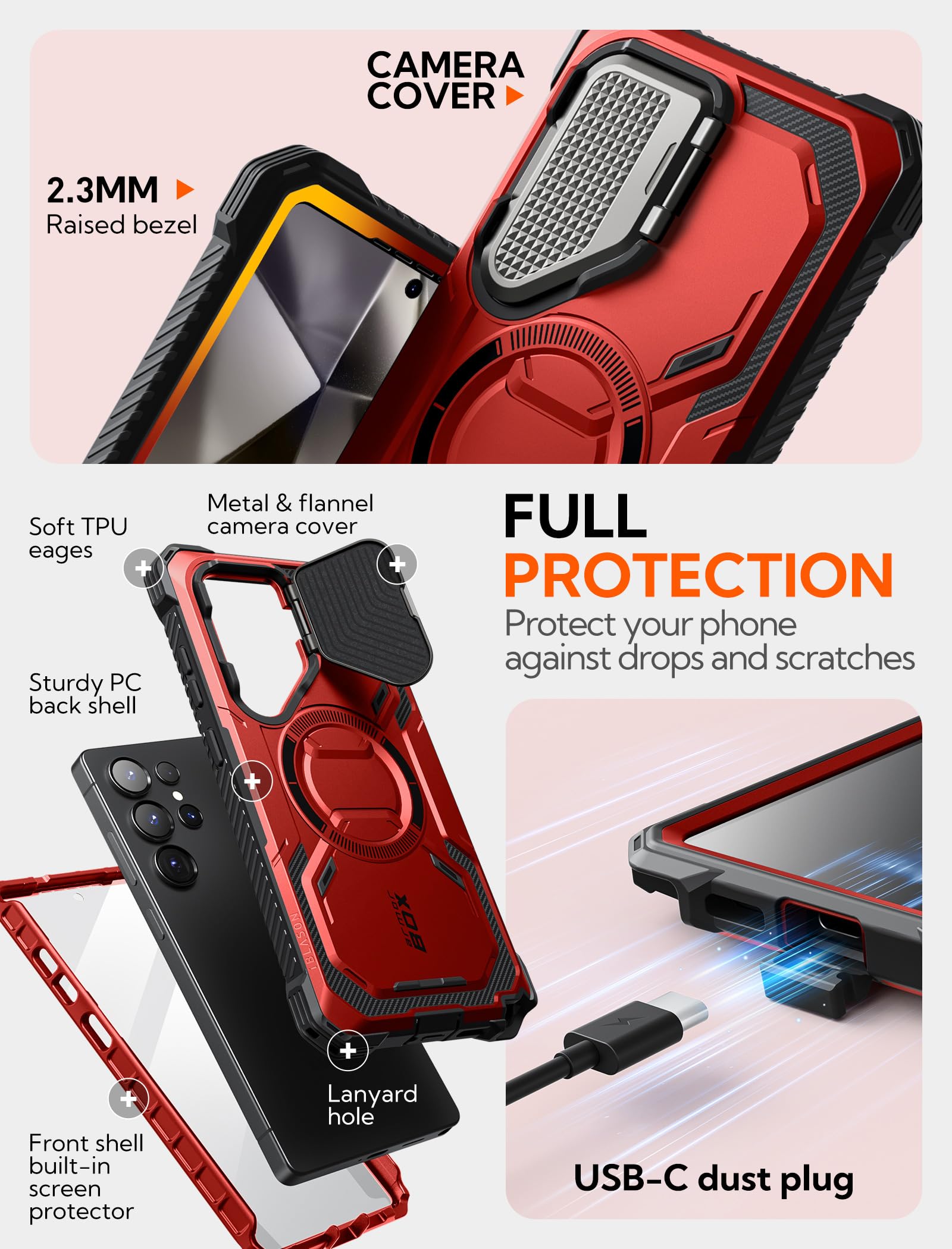 Foto 6 pulgar | Funda De Teléfono I-blason Armorbox Para Samsung Galaxy S25 Ultra Red - Venta Internacional.