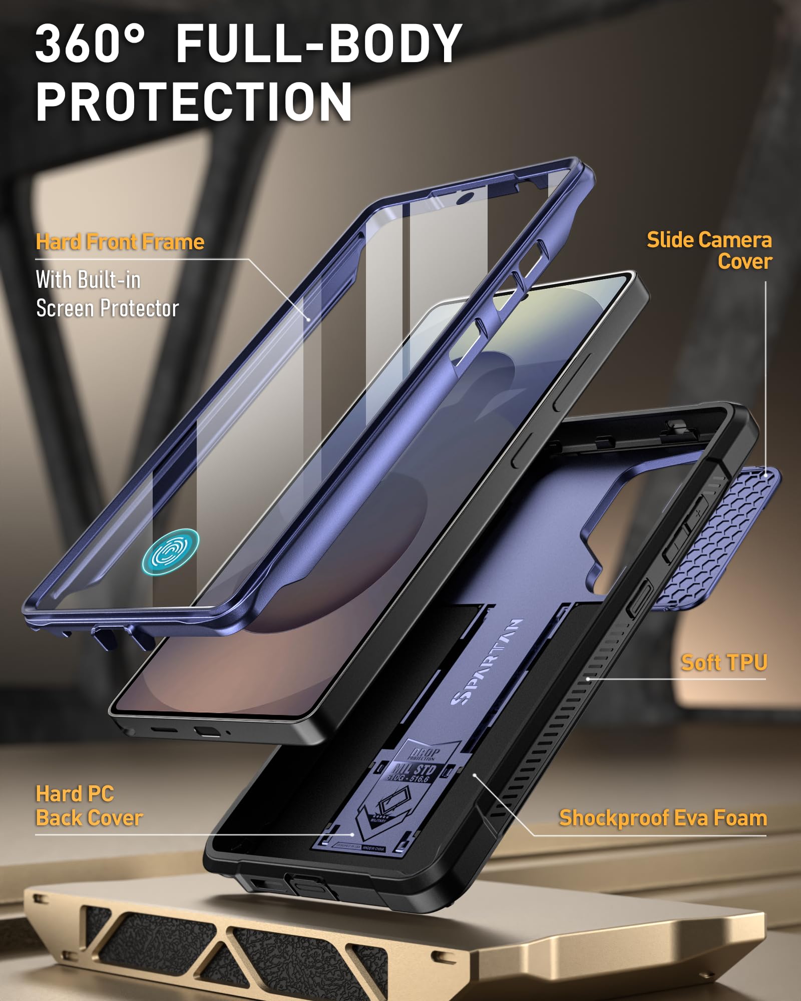 Foto 3 pulgar | Funda Para Teléfono Poetic Spartan Galaxy S25 Ultra 6.9 Azul Medianoche - Venta Internacional.