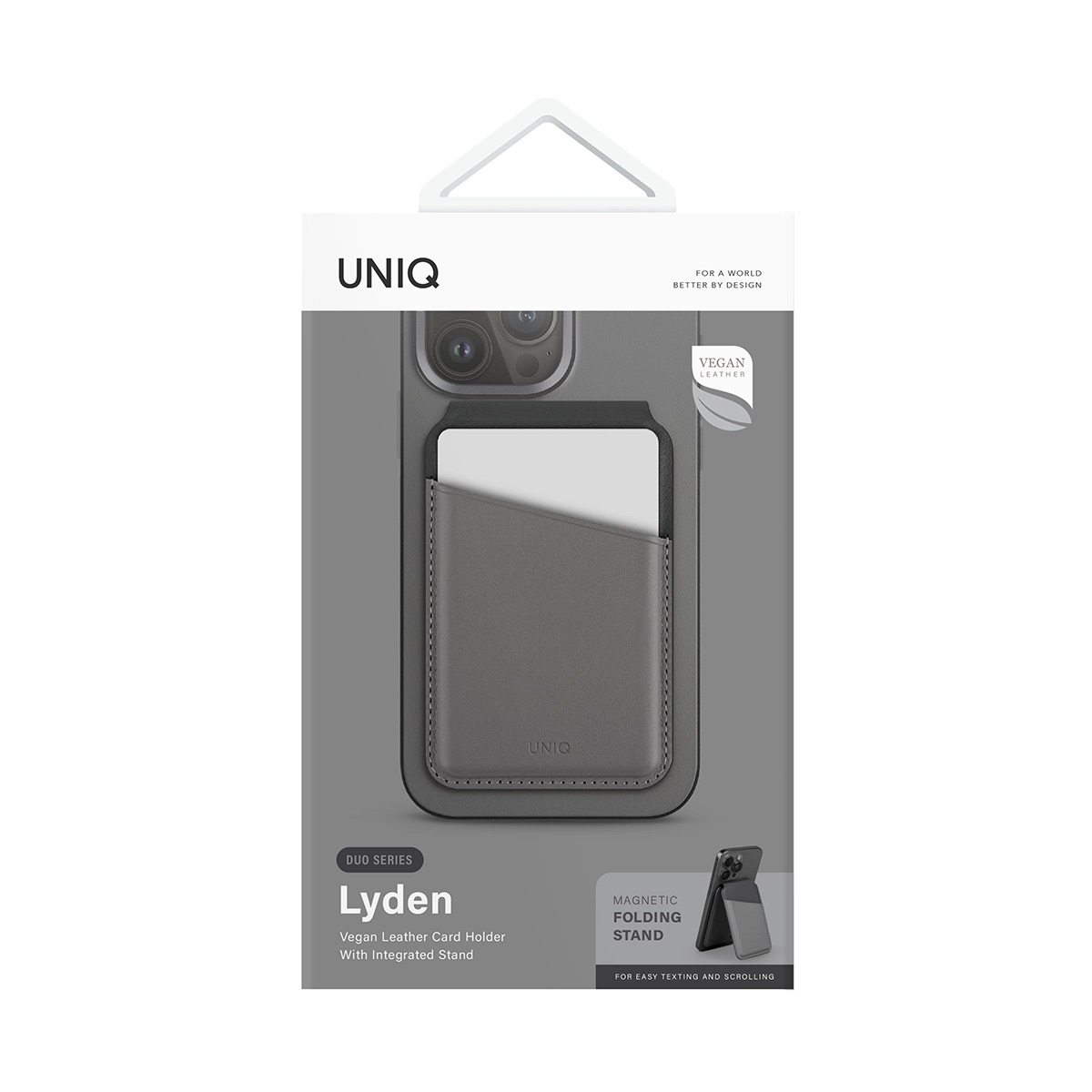 Foto 7 pulgar | Tarjetero Para Iphone Gris Oscuro | Negro Lyden Duo De Uniq