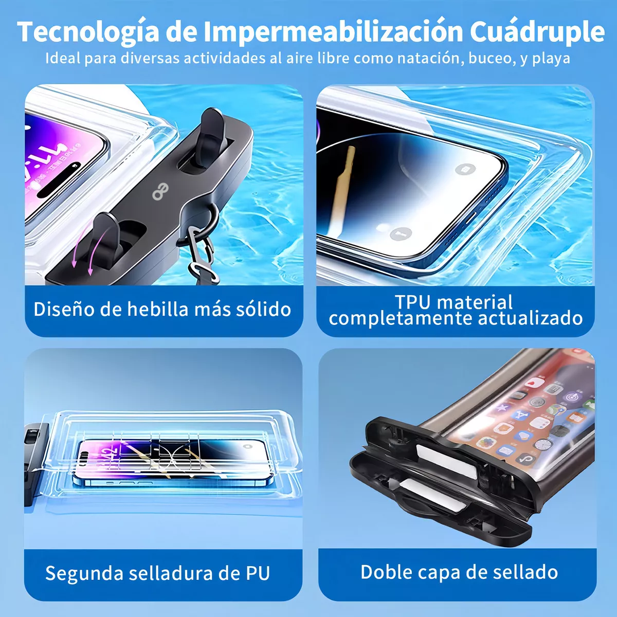 Foto 3 pulgar | Language Set Cangurera Impermeable Y Funda Impermeable Eo Safe Imports Esi-15708-1 Negro