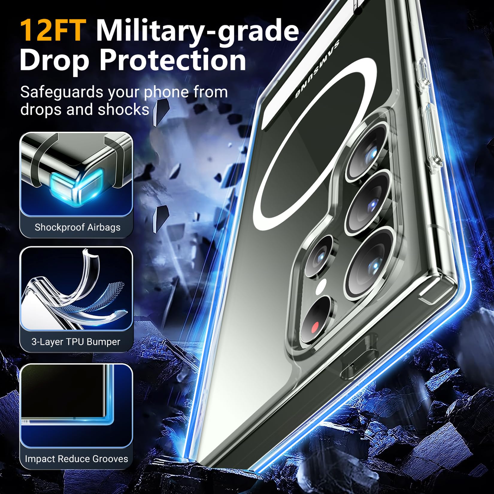 Foto 6 pulgar | Funda Magnética Spidercase Con Soporte Para Samsung Galaxy S23 Ultra - Venta Internacional.