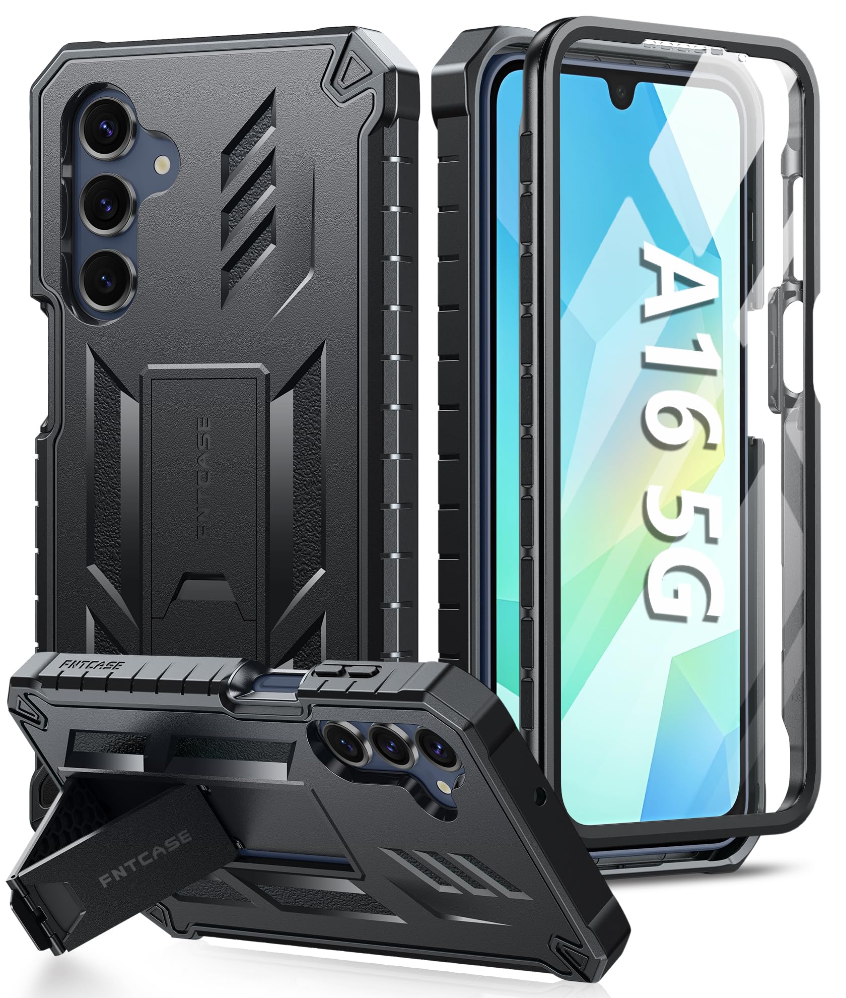 Foto 2 pulgar | Funda De Teléfono Fntcase Para Samsung Galaxy A16-5g Con Soporte Negro - Venta Internacional.