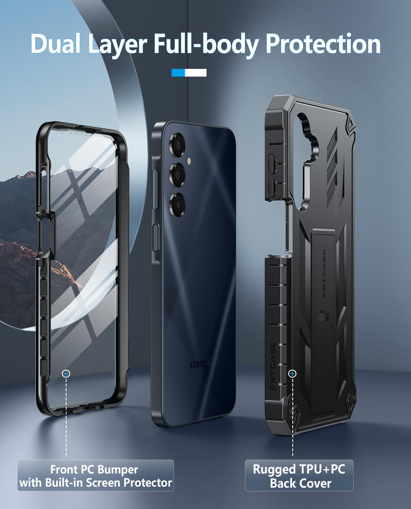Foto 4 pulgar | Funda De Teléfono Fntcase Para Samsung Galaxy A16-5g Con Soporte Negro - Venta Internacional.