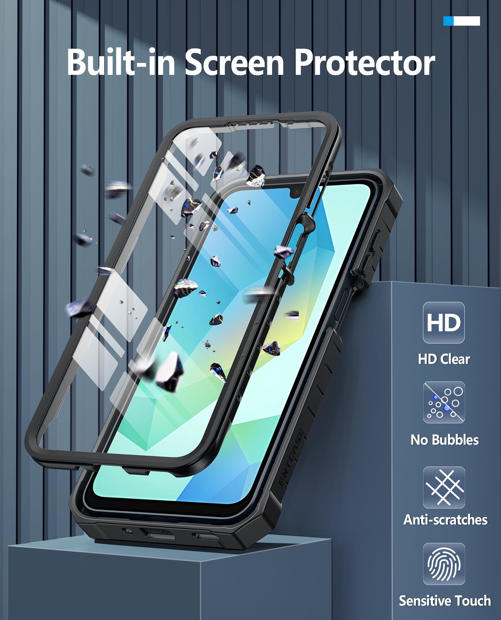 Foto 7 pulgar | Funda De Teléfono Fntcase Para Samsung Galaxy A16-5g Con Soporte Negro - Venta Internacional.