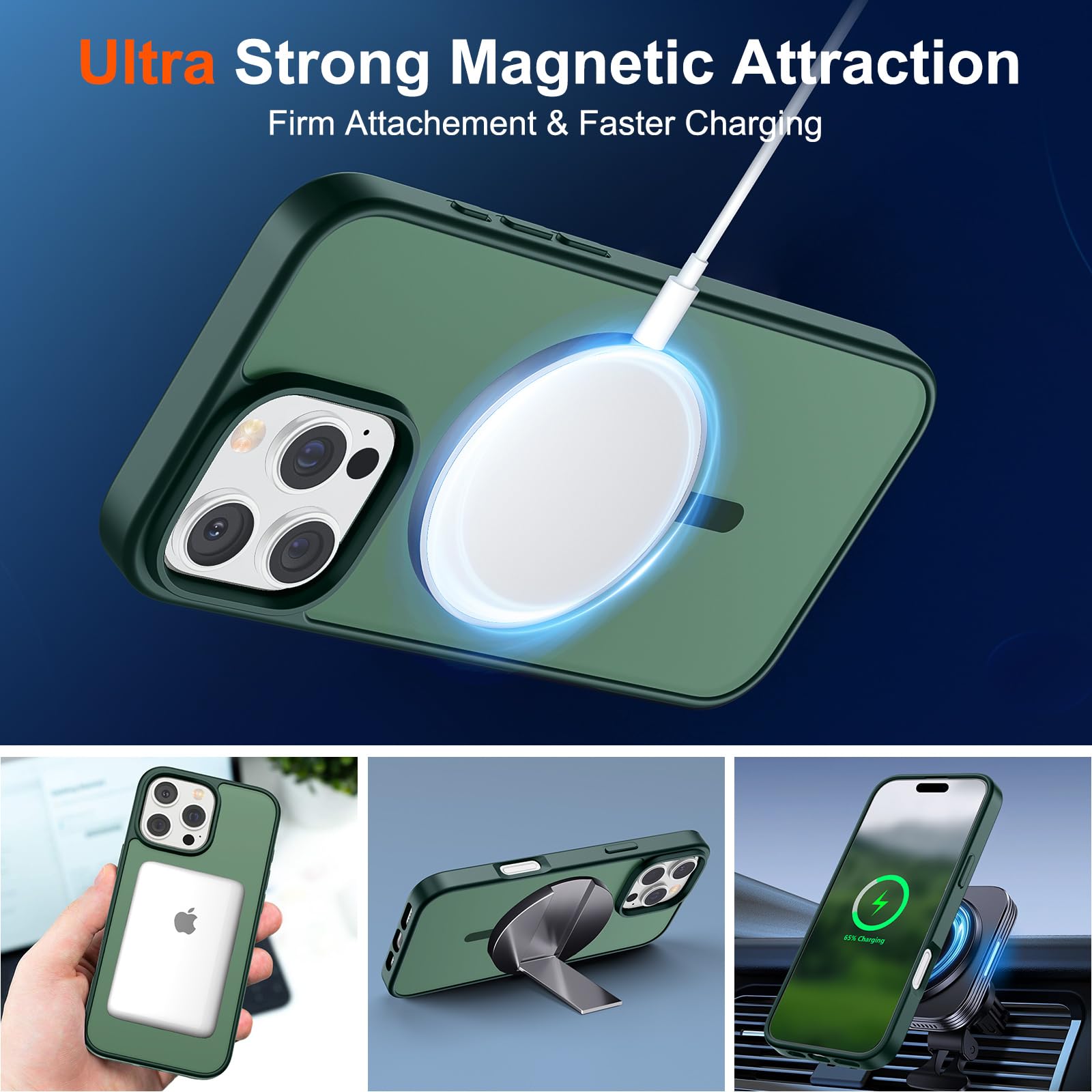 Foto 6 pulgar | Funda Magnética Supfine Para Iphone 16 Pro Max Forest Green - Venta Internacional.