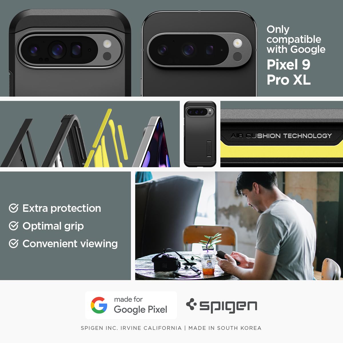 Foto 3 pulgar | Funda Spigen Tough Armor Para Pixel 9 Pro Xl (2024), Color Negro - Venta Internacional.