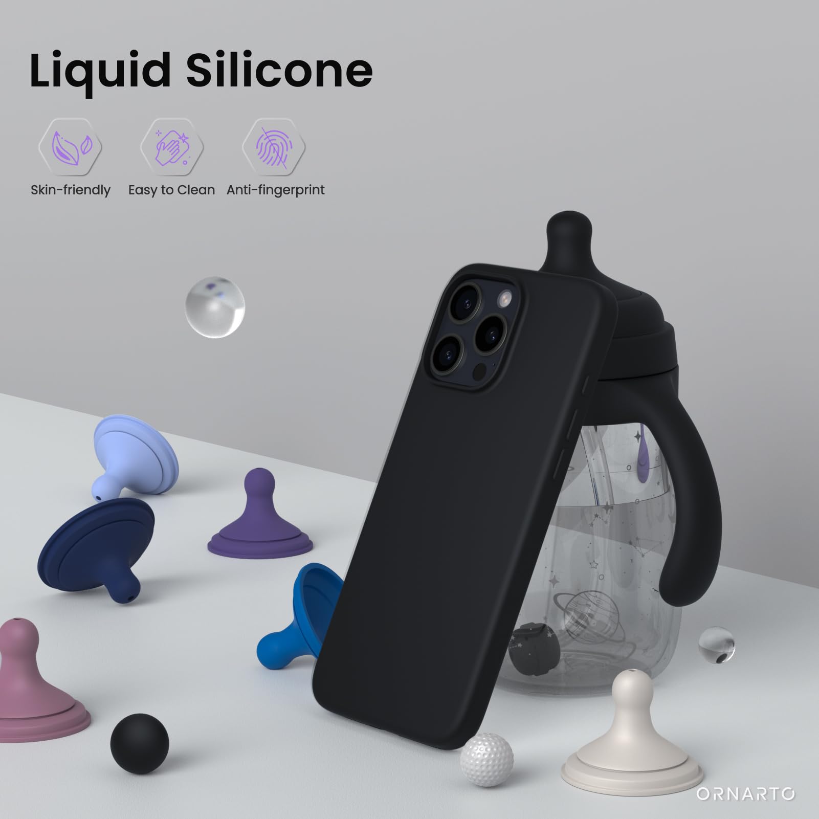 Foto 4 pulgar | Funda De Teléfono Ornarto Compatible Con Iphone 16 Pro 6.3 - Negra - Venta Internacional.