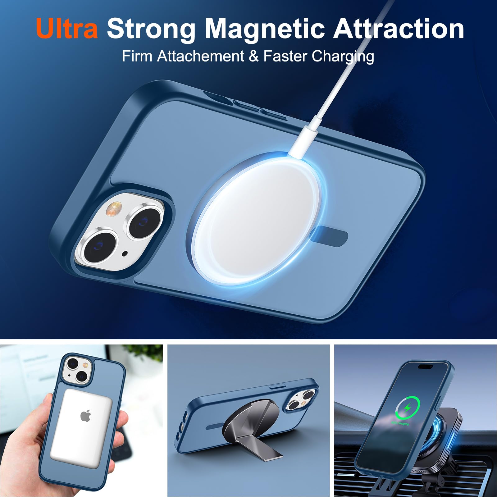 Foto 6 pulgar | Funda Magnética Supfine Para Iphone 15 Con Magsafe Deep Blue - Venta Internacional.