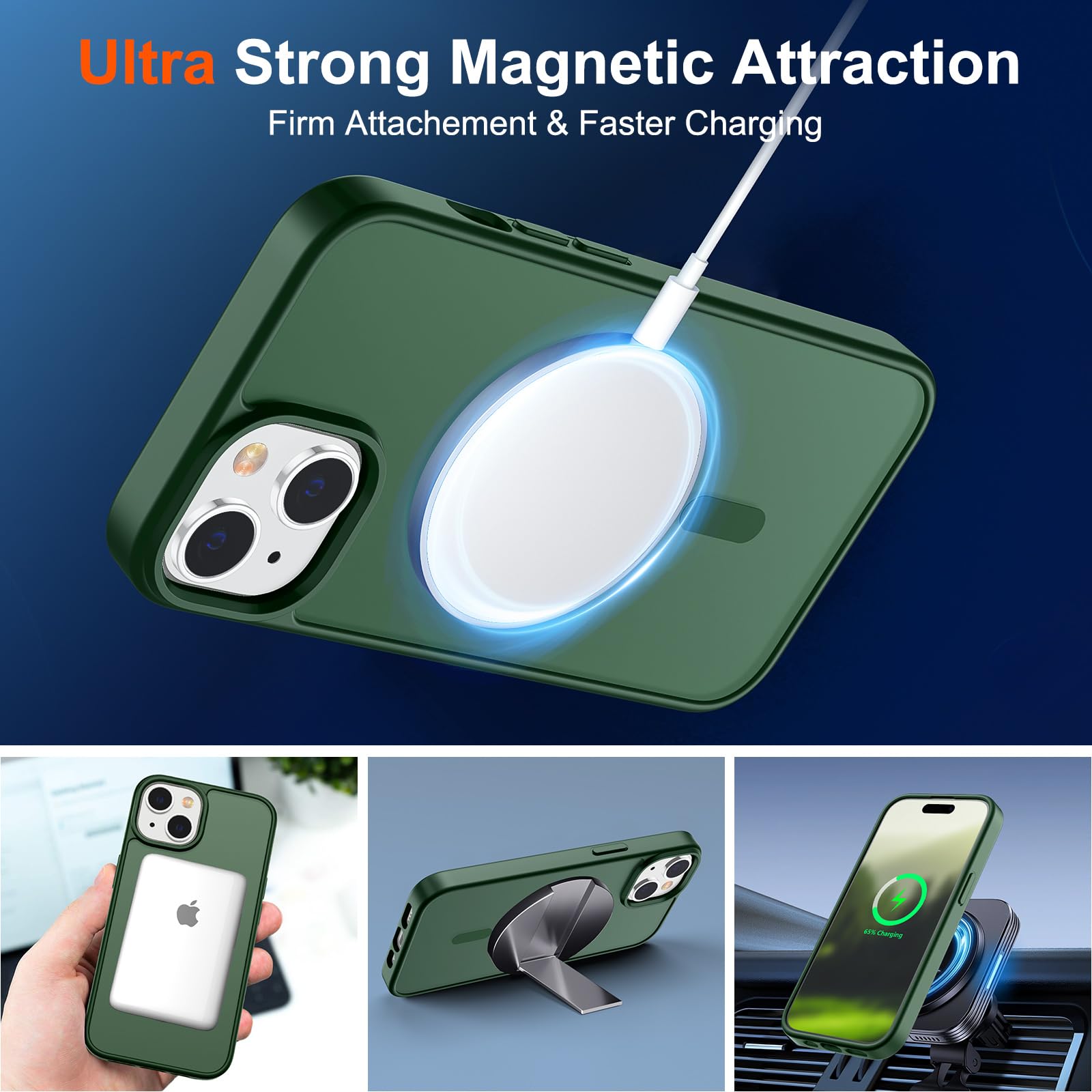 Foto 6 pulgar | Funda Magnética Supfine Para Iphone 15 Con Magsafe Deep Green - Venta Internacional.