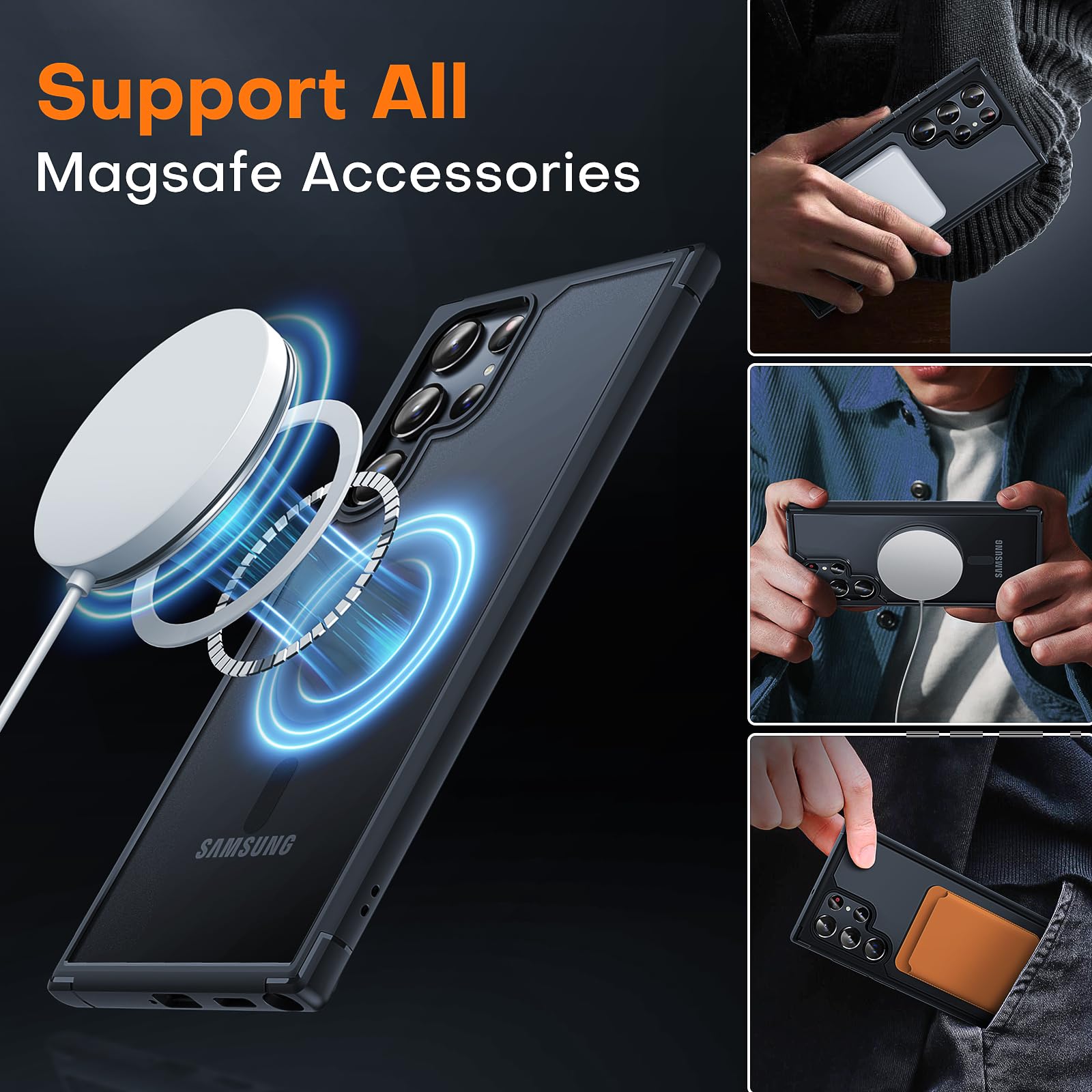 Foto 3 pulgar | Funda Tocol Para Samsung Galaxy S22 Ultramagnética Negra - Venta Internacional.
