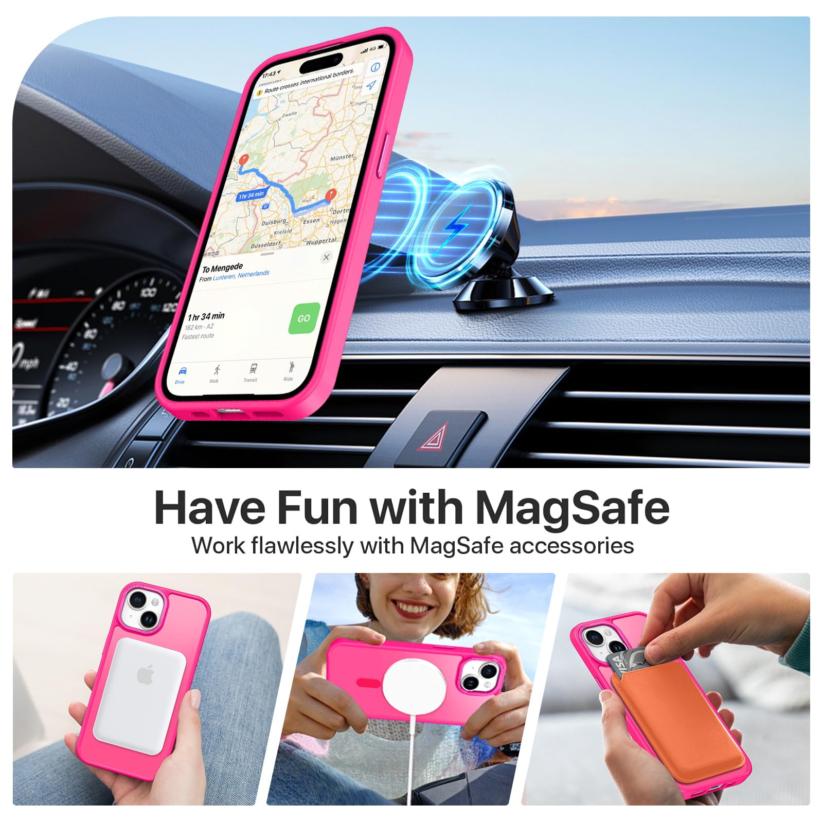 Foto 5 pulgar | Funda Magnética Bentoben Para Iphone 15 6.1 Rosa Intenso - Venta Internacional.