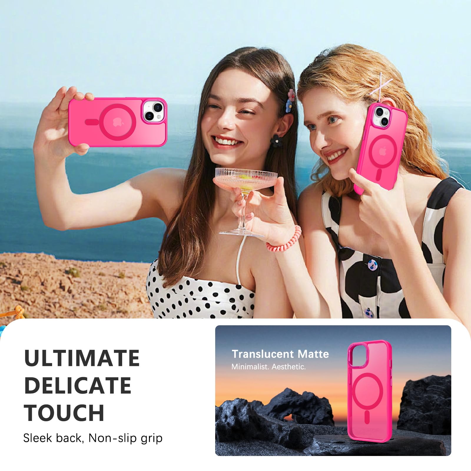 Foto 7 pulgar | Funda Magnética Bentoben Para Iphone 15 6.1 Rosa Intenso - Venta Internacional.