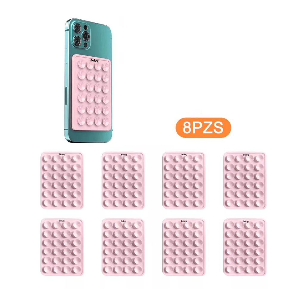 Foto 5 pulgar | Funda Ventosa De Silicona Soporte Para Celular 8 Pzs Belug Rosa