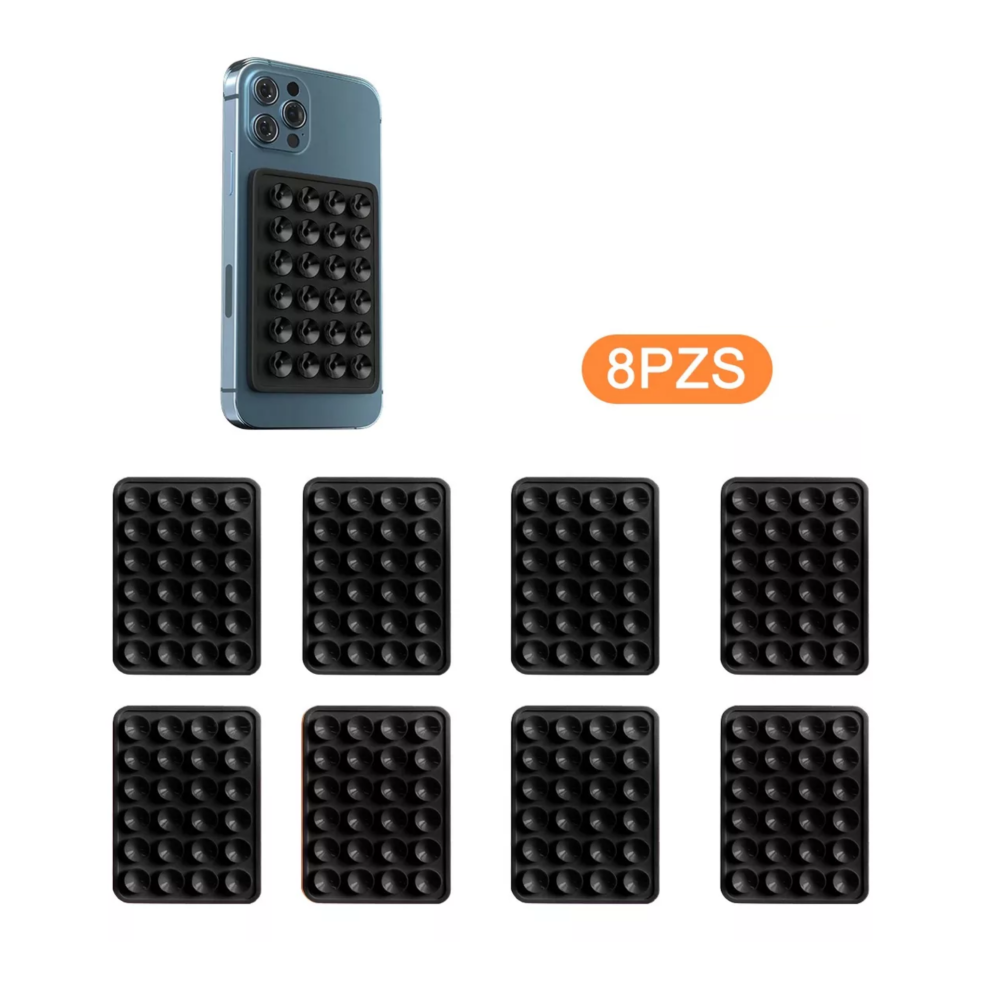 Foto 4 pulgar | Funda Ventosa De Silicona Soporte Teléfono Para Celular 8 Pzs Belug Negro