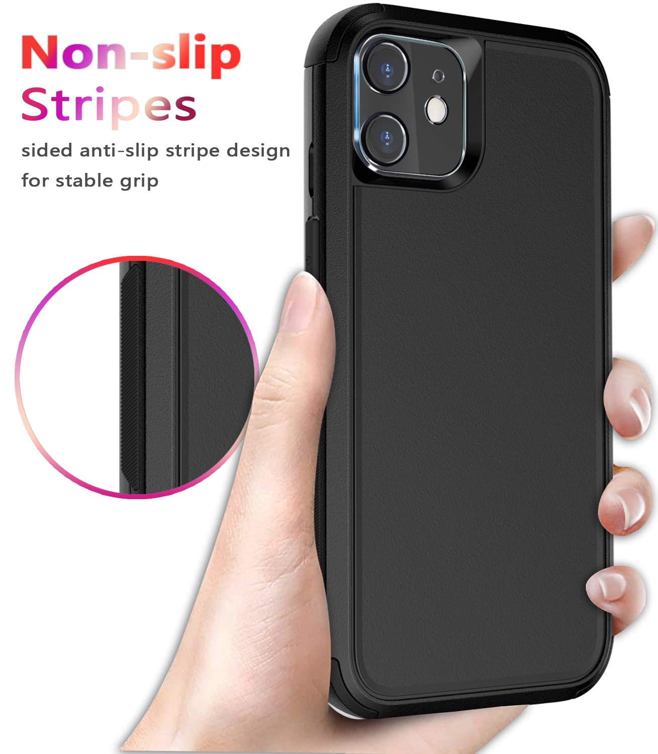 Foto 7 pulgar | Funda De Teléfono Diverbox Para Iphone 12 Con Protector De Pantalla, Color Negro - Venta Internacional.